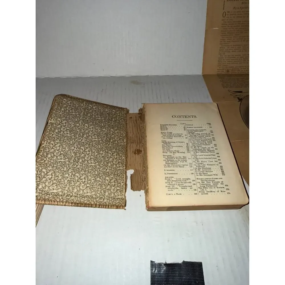 Book Poetical Works of John Milton c.1900  Padded Leather BINDING Colored Milton